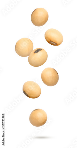 Soya bean flying isolated on white background