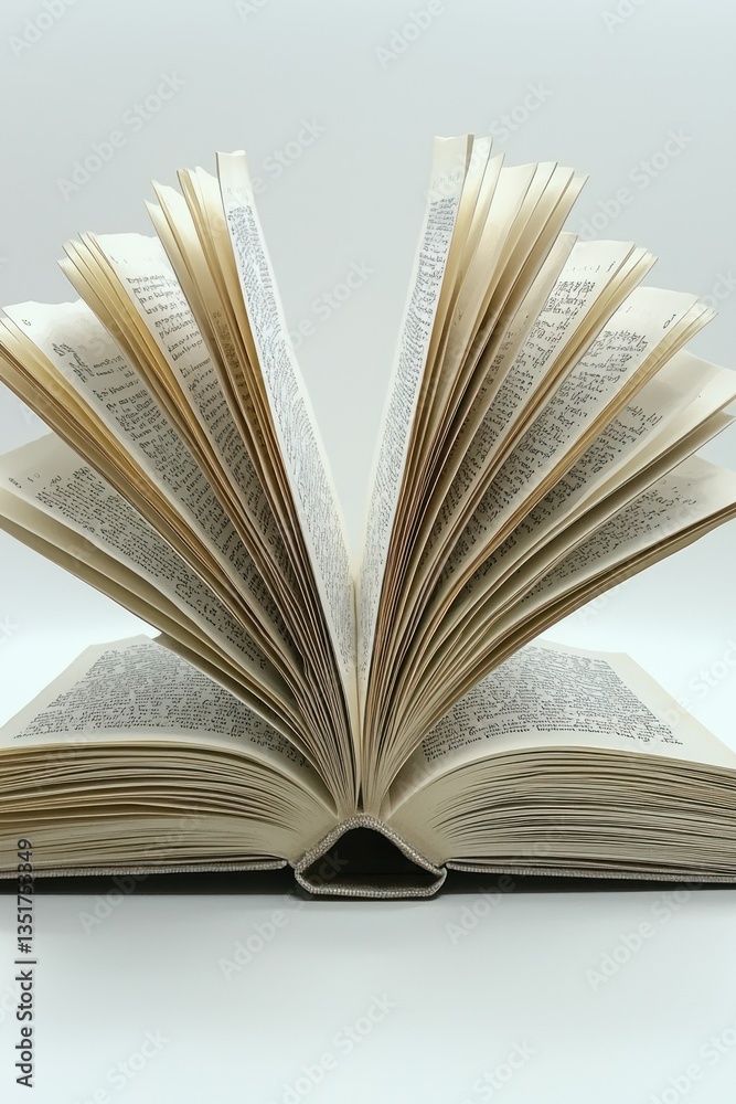 Fototapeta premium Open Book, Pages Spread Wide, Knowledge, Wisdom, Literature, Reading, Education, Pages, Text