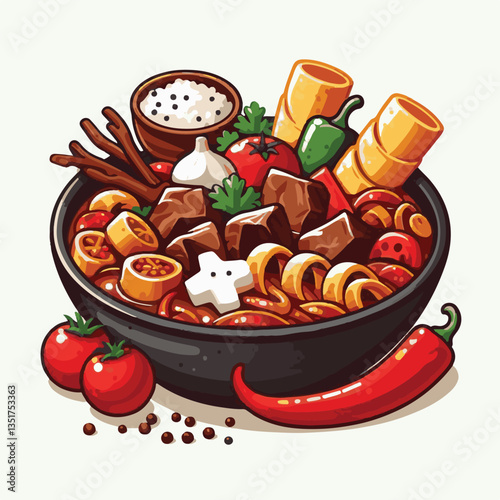 food, meat, stew, goulash, meal, cuisine, delicious, dish, dinner, beef, cooked, sauce, red, recipe, ragout, traditional, tomato, vegetable, cooking, pork, homemade, spicy, rustic, hungarian, bowl, ho