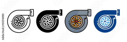 Turbocharger  Icon Set Multiple Style Collection