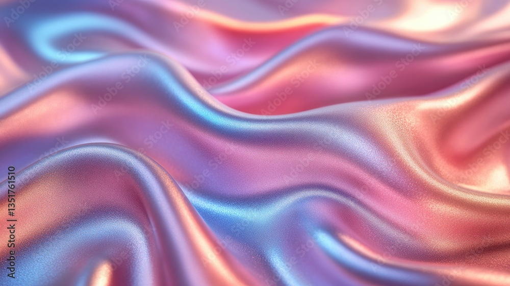 Fototapeta premium Pastel silk fabric texture, soft waves, background blur, design element