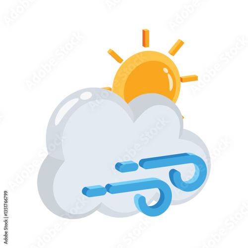 A customizable 3d style icon of windy morning cloud