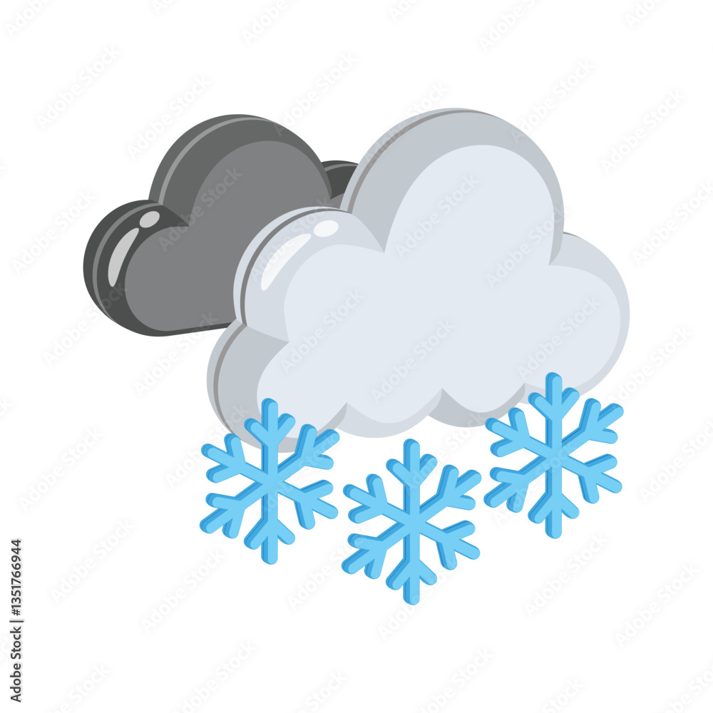 Easy to edit 3d style icon showing snowfall clouds Easy to edit 3d style icon showing snowfall clouds
