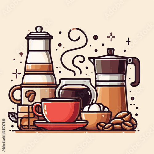 coffee, drink, background, beverage, espresso, cup, cafe, caffeine, food, hot, morning, white, mug, breakfast, brown, aroma, black, fresh, dark, closeup, design, cappuccino, mocha, latte, vector, set,