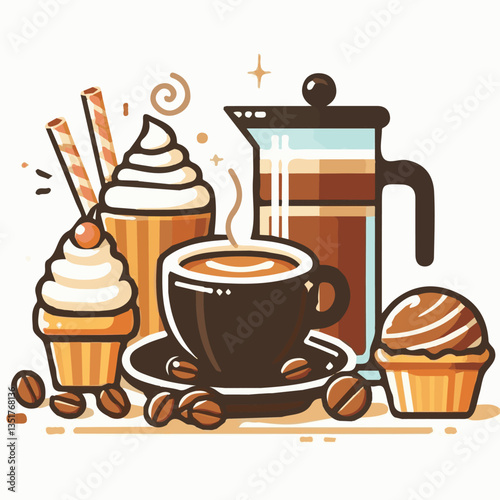 coffee, drink, background, beverage, espresso, cup, cafe, caffeine, food, hot, morning, white, mug, breakfast, brown, aroma, black, fresh, dark, closeup, design, cappuccino, mocha, latte, vector, set,