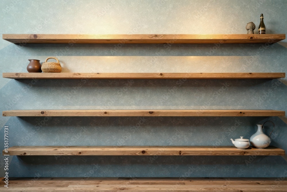 Weathered wooden shelves on a plain background, plain, wood texture Weathered wooden shelves on a plain background, plain, wood texture