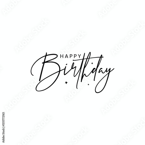 Elegant Happy Birthday Calligraphy Design for Celebratory Events, Greeting Cards, Invitations, and Party Decorations