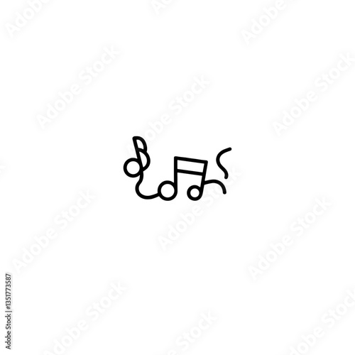 Musical notes drawing in minimalist style on white background  