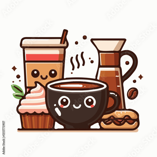 coffee, drink, background, beverage, espresso, cup, cafe, caffeine, food, hot, morning, white, mug, breakfast, brown, aroma, black, fresh, dark, closeup, design, cappuccino, mocha, latte, vector, set,