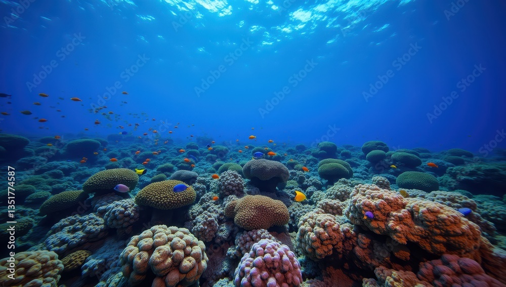 Obraz premium Mesmerizing Underwater View of Vibrant Fish in Coral Reef