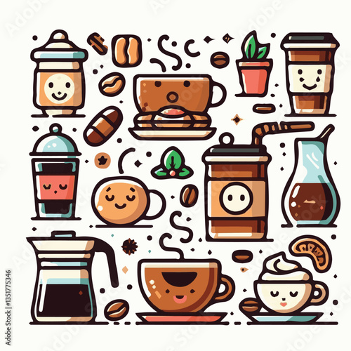 coffee, drink, background, beverage, espresso, cup, cafe, caffeine, food, hot, morning, white, mug, breakfast, brown, aroma, black, fresh, dark, closeup, design, cappuccino, mocha, latte, vector, set,