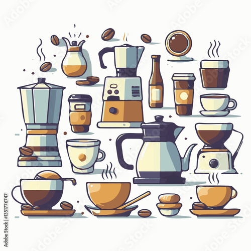 coffee, drink, background, beverage, espresso, cup, cafe, caffeine, food, hot, morning, white, mug, breakfast, brown, aroma, black, fresh, dark, closeup, design, cappuccino, mocha, latte, vector, set,