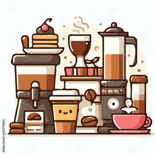 coffee, drink, background, beverage, espresso, cup, cafe, caffeine, food, hot, morning, white, mug, breakfast, brown, aroma, black, fresh, dark, closeup, design, cappuccino, mocha, latte, vector, set,
