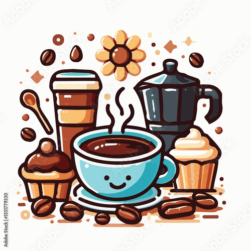 coffee, drink, background, beverage, espresso, cup, cafe, caffeine, food, hot, morning, white, mug, breakfast, brown, aroma, black, fresh, dark, closeup, design, cappuccino, mocha, latte, vector, set,