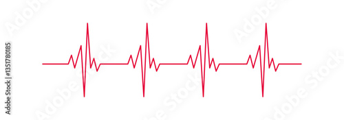 Heart beat line icon. Pulse, cardio line, e c g cardiogram symbol design isolated on white background.