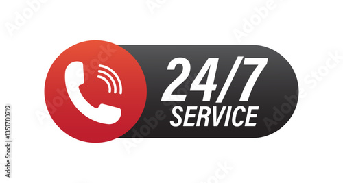 24 7 Service Support open, 24 hours a day, 7 days a week icon set. Call Center. Tech supporting symbol. Timetable, time, hours signs. Delivery, shopping symbol. Vector illustration