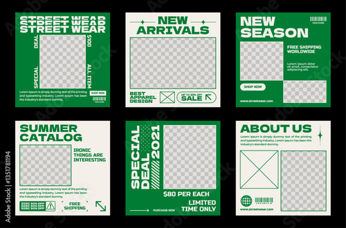 Social media post templates set for business. Streetwear social media post. Modern promotion square web banner for social media mobile apps. Social media for fashion and shop