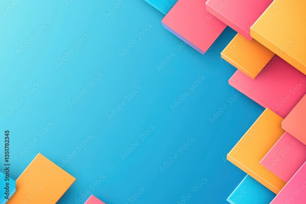 Vibrant colorful blocks on a rich blue background creating a playful and energetic abstract gradient visual experience Vibrant colorful blocks on a rich blue background creating a playful and energetic abstract gradient visual experience