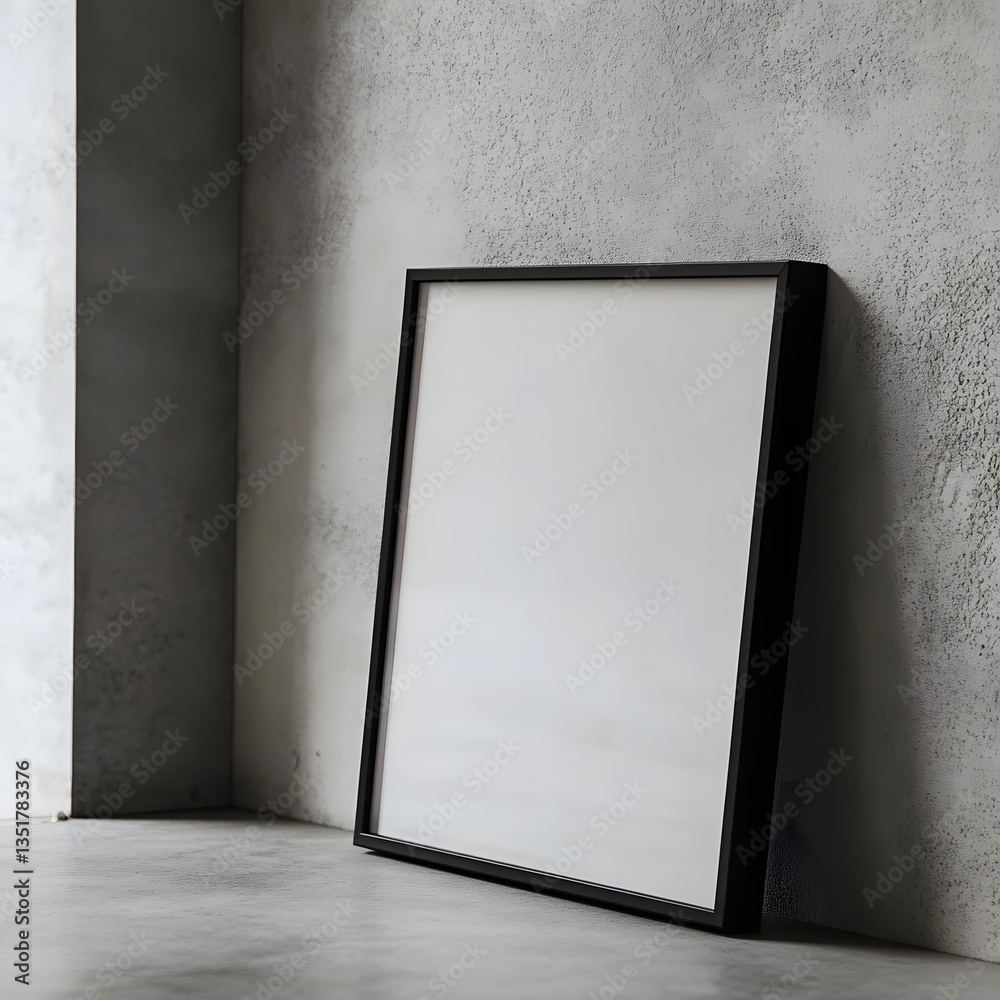 Black Frame Mockup on Concrete Floor Black Frame Mockup on Concrete Floor