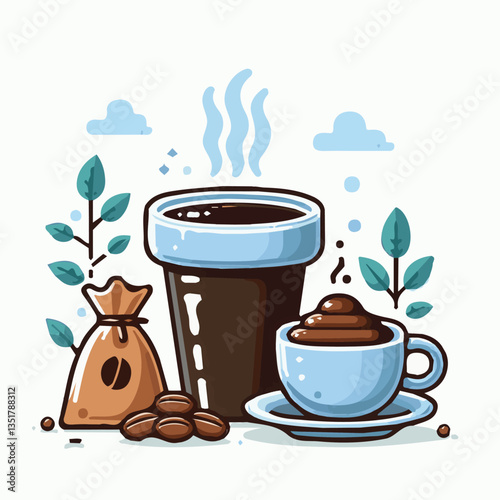 coffee, drink, background, beverage, espresso, cup, cafe, caffeine, food, hot, morning, white, mug, breakfast, brown, aroma, black, fresh, dark, closeup, design, cappuccino, mocha, latte, vector, set,