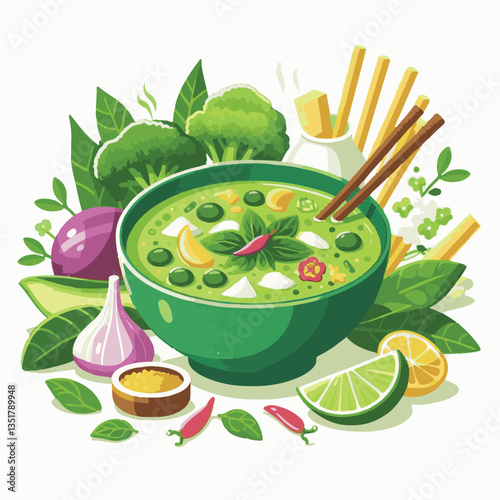 food, asian, bowl, cuisine, dish, spicy, herb, curry, green, delicious, restaurant, thai, traditional, hot, asia, cooking, chicken, soup, spice, background, basil, meal, homemade, coconut, eggplant, l