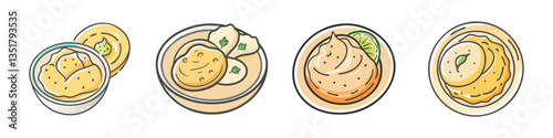 hummus with pita bread icon, hummus with pita bread vector illustration-simple illustration of hummus with pita bread, perfect for hummus with pita bread logos and icons