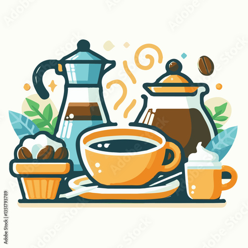 coffee, drink, background, beverage, espresso, cup, cafe, caffeine, food, hot, morning, white, mug, breakfast, brown, aroma, black, fresh, dark, closeup, design, cappuccino, mocha, latte, vector, set,