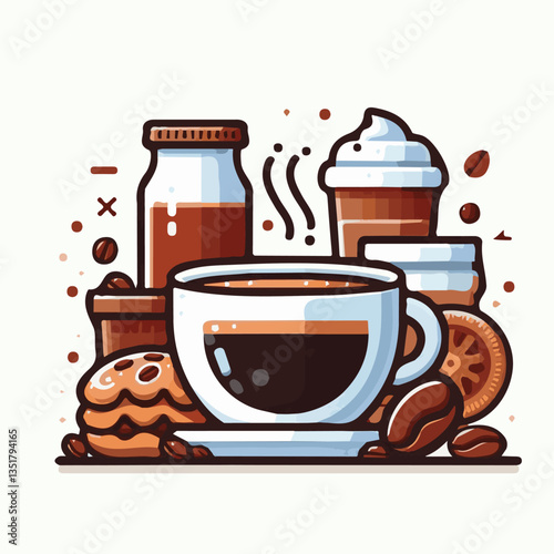 coffee, drink, background, beverage, espresso, cup, cafe, caffeine, food, hot, morning, white, mug, breakfast, brown, aroma, black, fresh, dark, closeup, design, cappuccino, mocha, latte, vector, set,