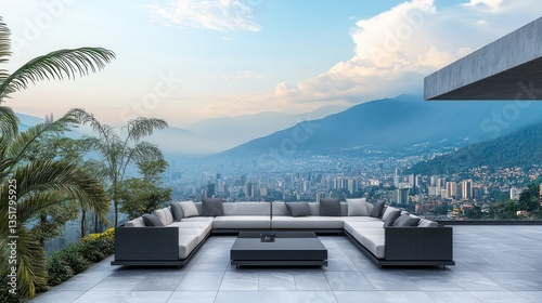 Luxury Rooftop Terrace with Panoramic City and Mountain Views