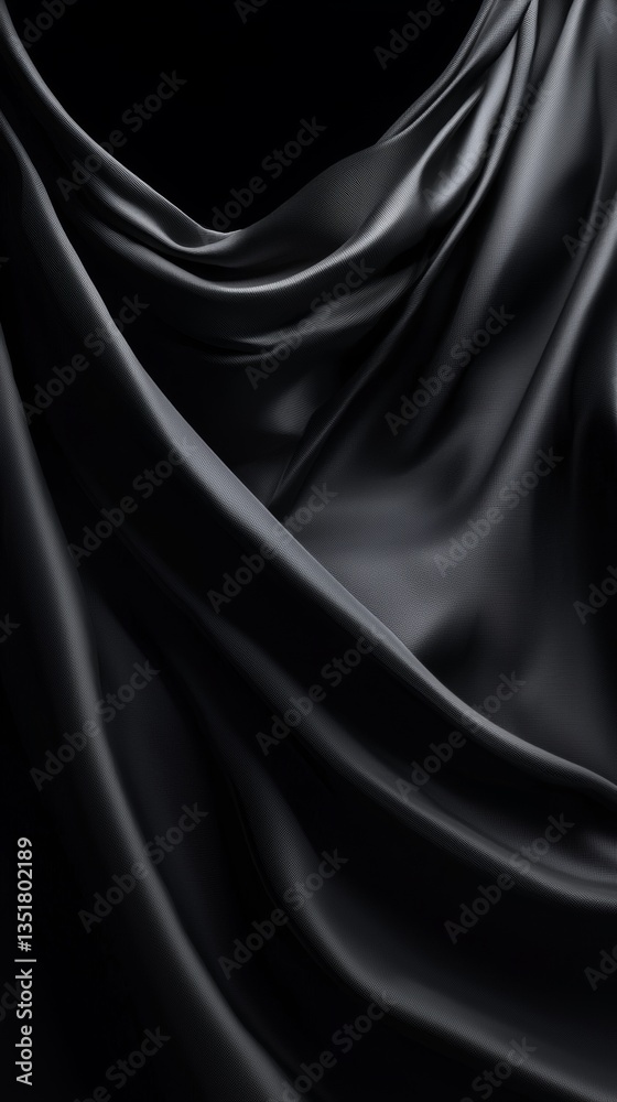 Fototapeta premium Elegant black fabric draping smoothly.