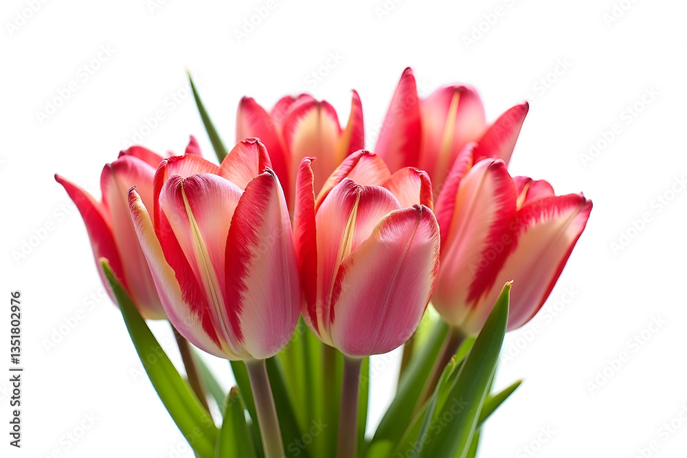 Iridescent Glossy Tulip Bouquet with Smooth Petals Isolate on White Background Iridescent Glossy Tulip Bouquet with Smooth Petals Isolate on White Background
