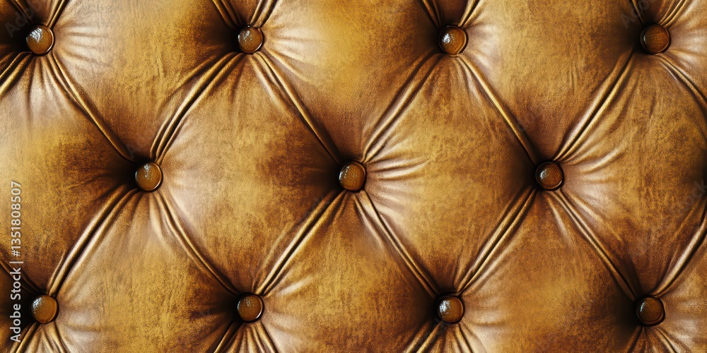 Naklejka premium Vintage Brown Leather Upholstery with Button Tufting and Texture
