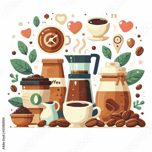 coffee, drink, background, beverage, espresso, cup, cafe, caffeine, food, hot, morning, white, mug, breakfast, brown, aroma, black, fresh, dark, closeup, design, cappuccino, mocha, latte, vector, set,