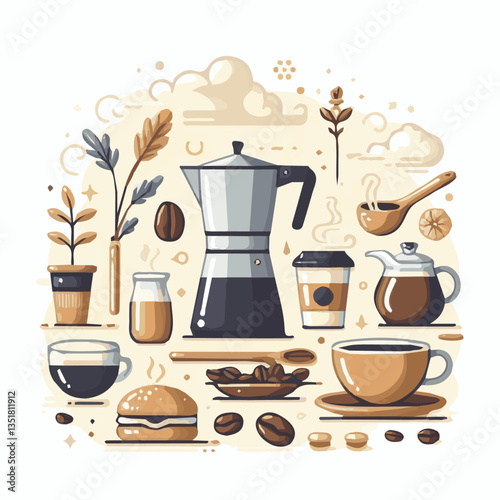 coffee, drink, background, beverage, espresso, cup, cafe, caffeine, food, hot, morning, white, mug, breakfast, brown, aroma, black, fresh, dark, closeup, design, cappuccino, mocha, latte, vector, set,