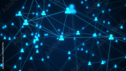 Plexus Line Connections. Seamless loop. Digital Technology. Artificial intelligence network or users accounts. Concept: Social network, AI, sociogram, social connections and communication, hi-tech photo