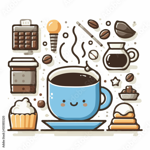 coffee, drink, background, beverage, espresso, cup, cafe, caffeine, food, hot, morning, white, mug, breakfast, brown, aroma, black, fresh, dark, closeup, design, cappuccino, mocha, latte, vector, set,