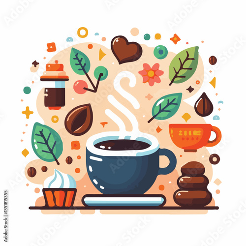 coffee, drink, background, beverage, espresso, cup, cafe, caffeine, food, hot, morning, white, mug, breakfast, brown, aroma, black, fresh, dark, closeup, design, cappuccino, mocha, latte, vector, set,