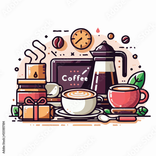 coffee, drink, background, beverage, espresso, cup, cafe, caffeine, food, hot, morning, white, mug, breakfast, brown, aroma, black, fresh, dark, closeup, design, cappuccino, mocha, latte, vector, set,