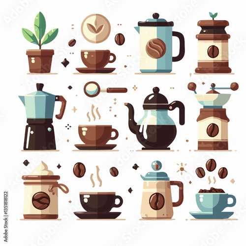 coffee, drink, background, beverage, espresso, cup, cafe, caffeine, food, hot, morning, white, mug, breakfast, brown, aroma, black, fresh, dark, closeup, design, cappuccino, mocha, latte, vector, set,