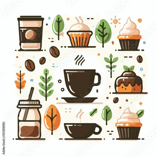 coffee, drink, background, beverage, espresso, cup, cafe, caffeine, food, hot, morning, white, mug, breakfast, brown, aroma, black, fresh, dark, closeup, design, cappuccino, mocha, latte, vector, set,