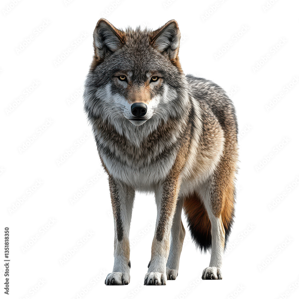Fototapeta premium Wolf isolated on transparent background, PNG