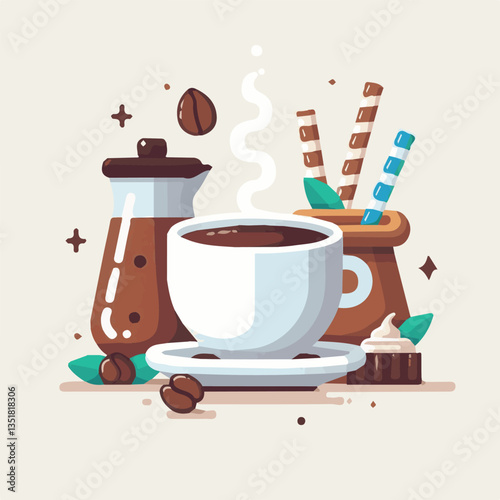coffee, drink, background, beverage, espresso, cup, cafe, caffeine, food, hot, morning, white, mug, breakfast, brown, aroma, black, fresh, dark, closeup, design, cappuccino, mocha, latte, vector, set,