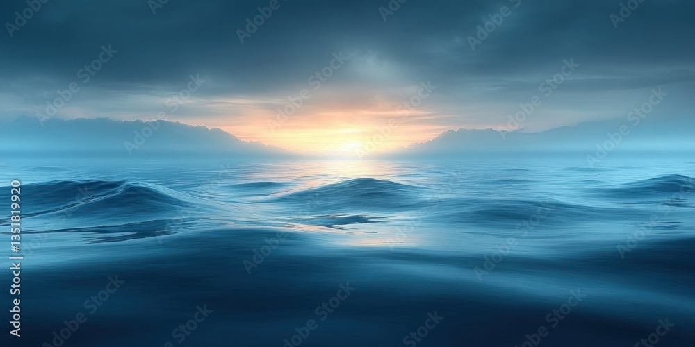 Fototapeta premium Abstract Blue Background for Product Presentation with Soft Light Blurred Wall and Shadows