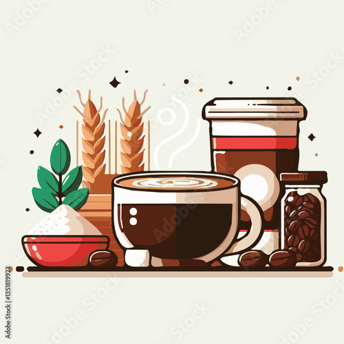 coffee, drink, background, beverage, espresso, cup, cafe, caffeine, food, hot, morning, white, mug, breakfast, brown, aroma, black, fresh, dark, closeup, design, cappuccino, mocha, latte, vector, set,