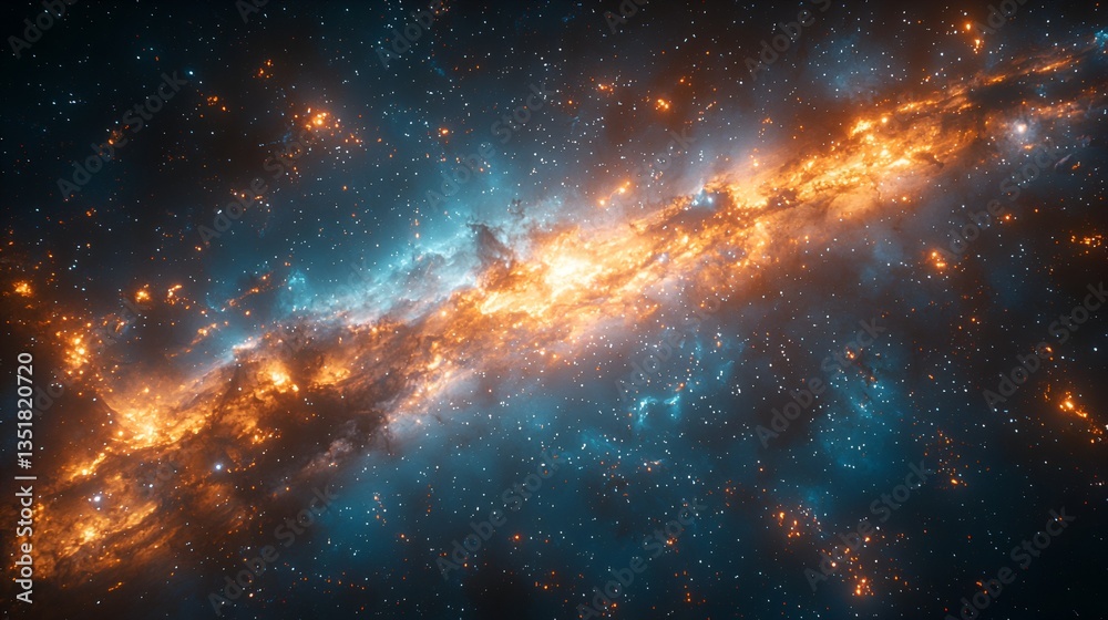 Cosmic Nebula, Fiery Galactic Band Cosmic Nebula, Fiery Galactic Band