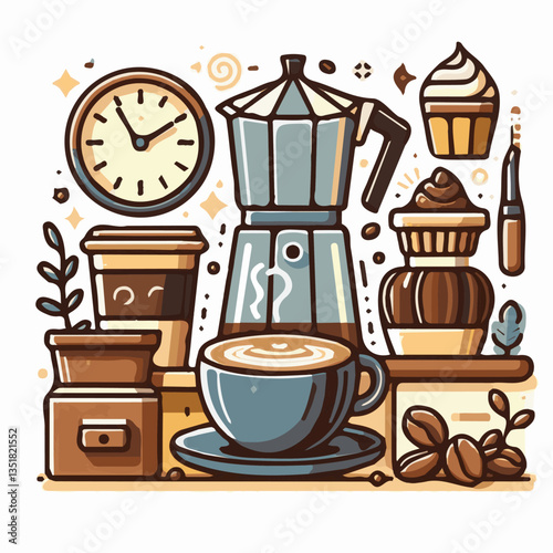 coffee, drink, background, beverage, espresso, cup, cafe, caffeine, food, hot, morning, white, mug, breakfast, brown, aroma, black, fresh, dark, closeup, design, cappuccino, mocha, latte, vector, set,