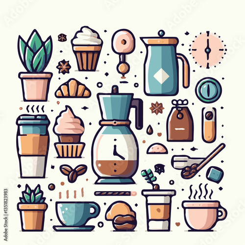 coffee, drink, background, beverage, espresso, cup, cafe, caffeine, food, hot, morning, white, mug, breakfast, brown, aroma, black, fresh, dark, closeup, design, cappuccino, mocha, latte, vector, set,