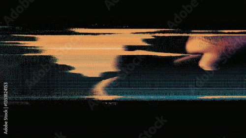 Digital Glitch Effect with Distorted Animal Paw on Black Background