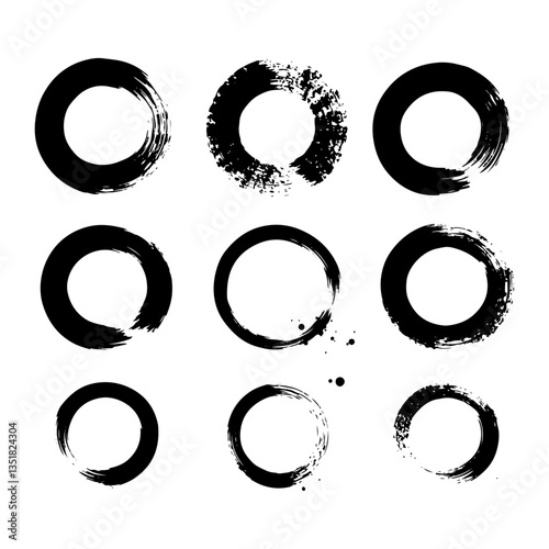 Brush circles. grunge circles. Brush circles deign eps 10 Art end Illustration