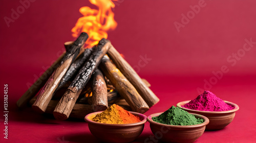 Holi Festival Colors and Bonfire Celebration photo